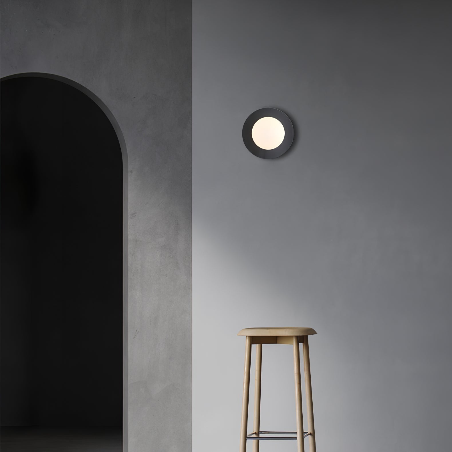 Elem Modern Minimalist Round Art Brass Glass Wall Lamp