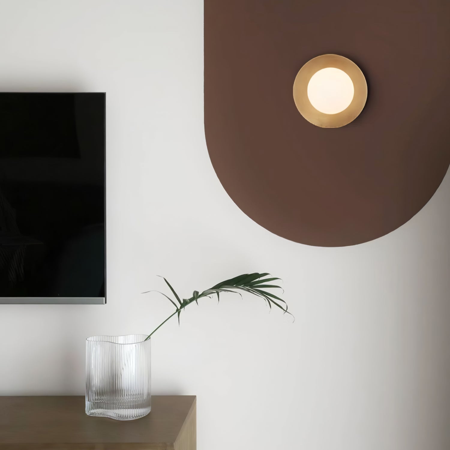 Elem Modern Minimalist Round Art Brass Glass Wall Lamp