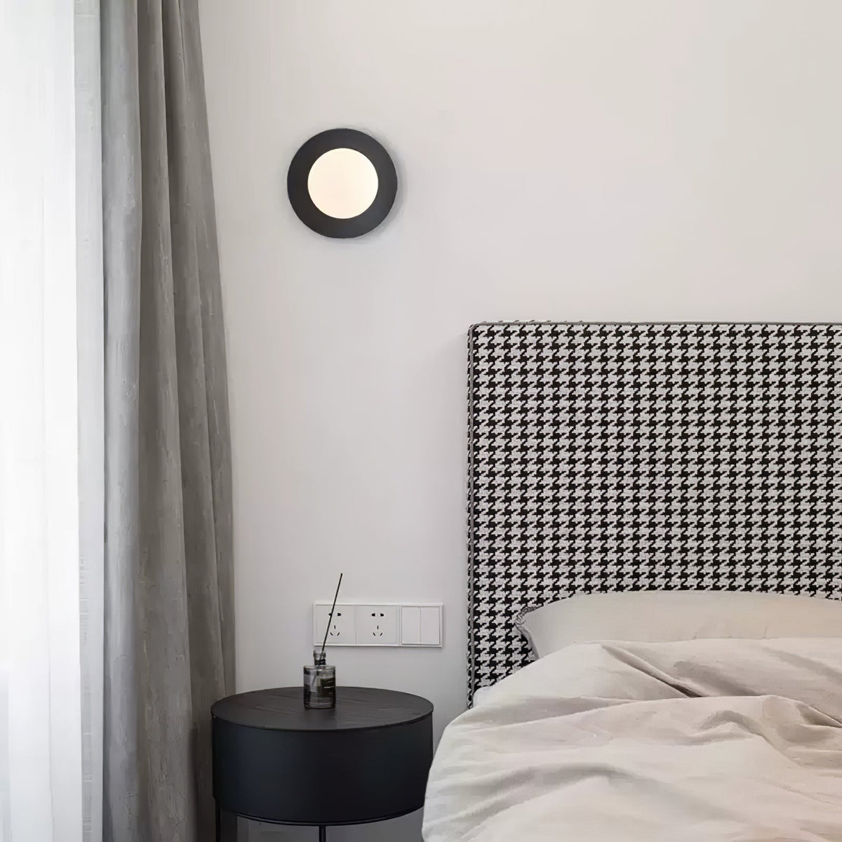 Elem Modern Minimalist Round Art Brass Glass Wall Lamp