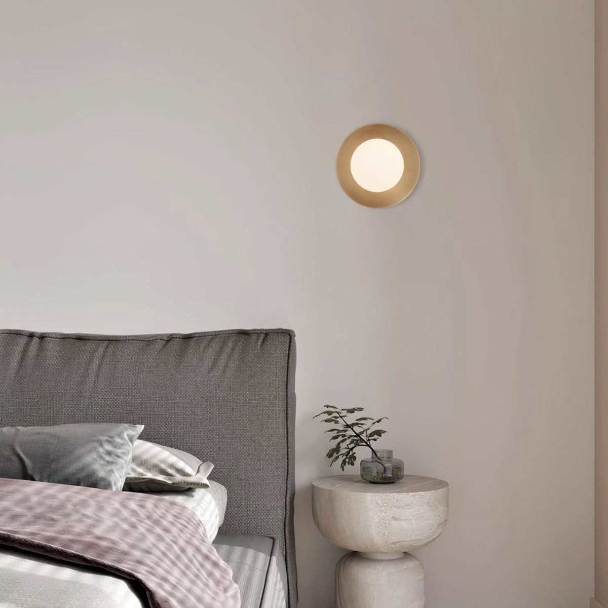 Elem Modern Minimalist Round Art Brass Glass Wall Lamp