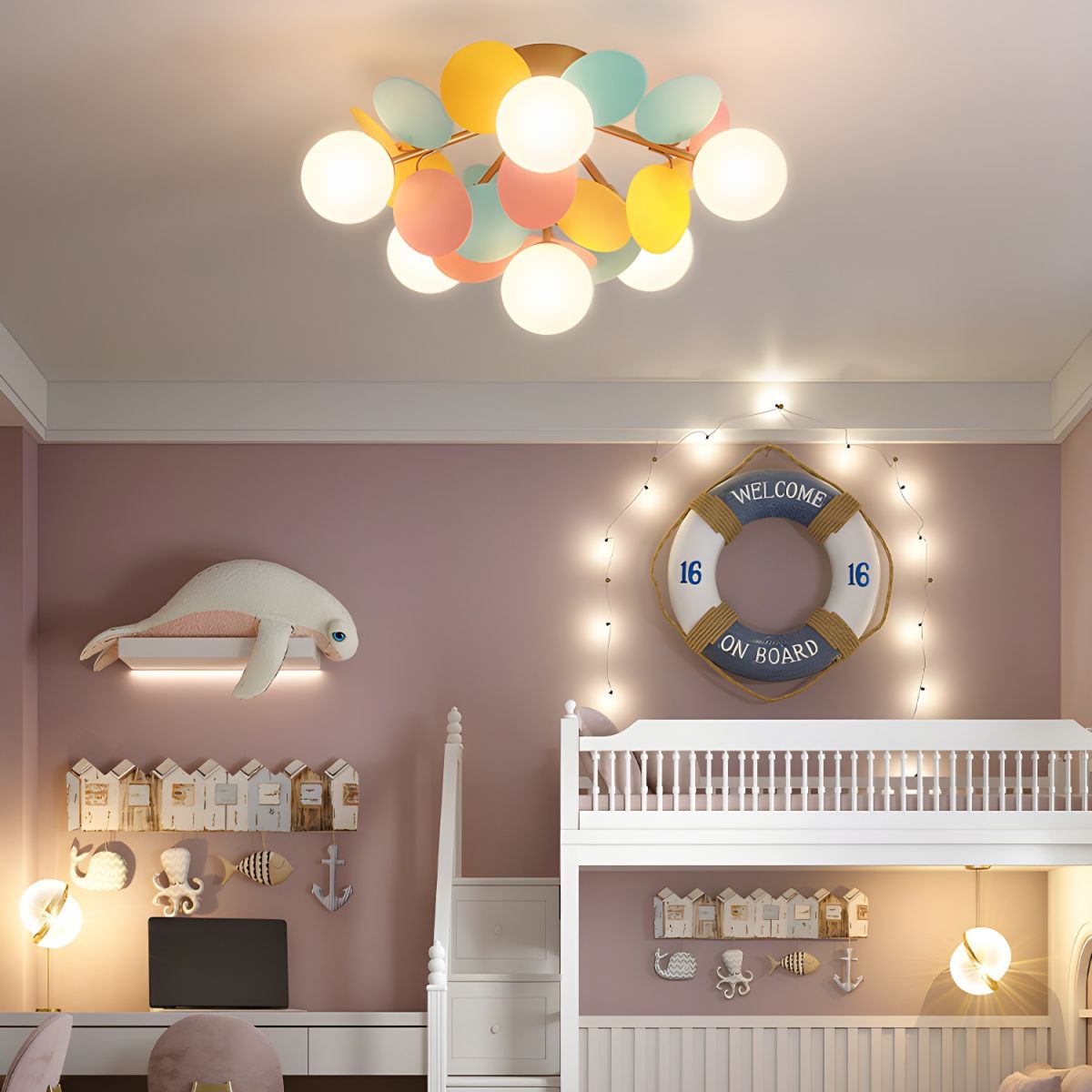 Fioragrove Round Macaron Flush Mount Ceiling Light