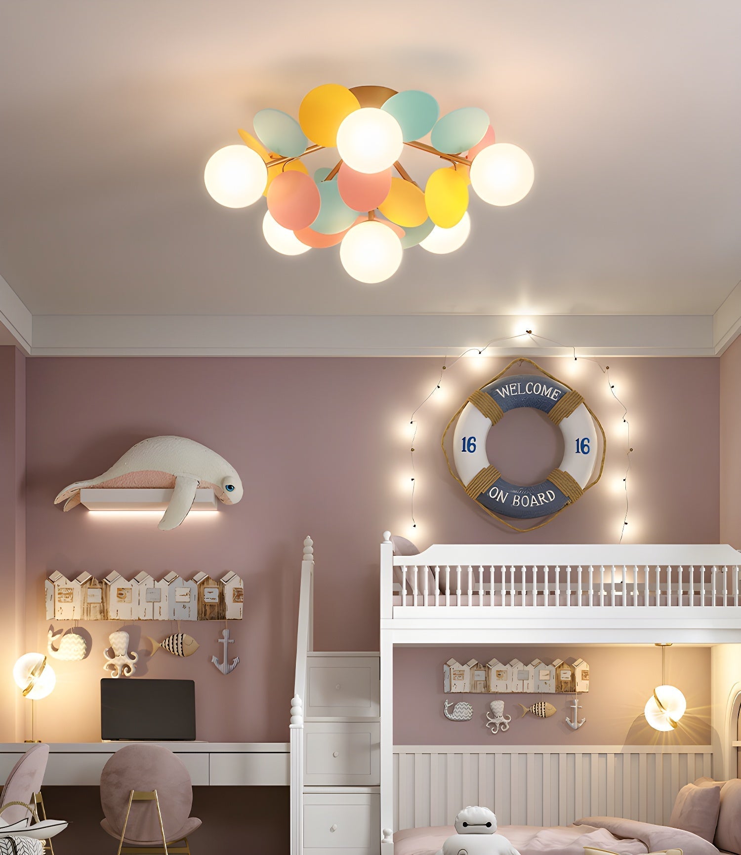 Fioragrove Round Macaron Flush Mount Ceiling Light