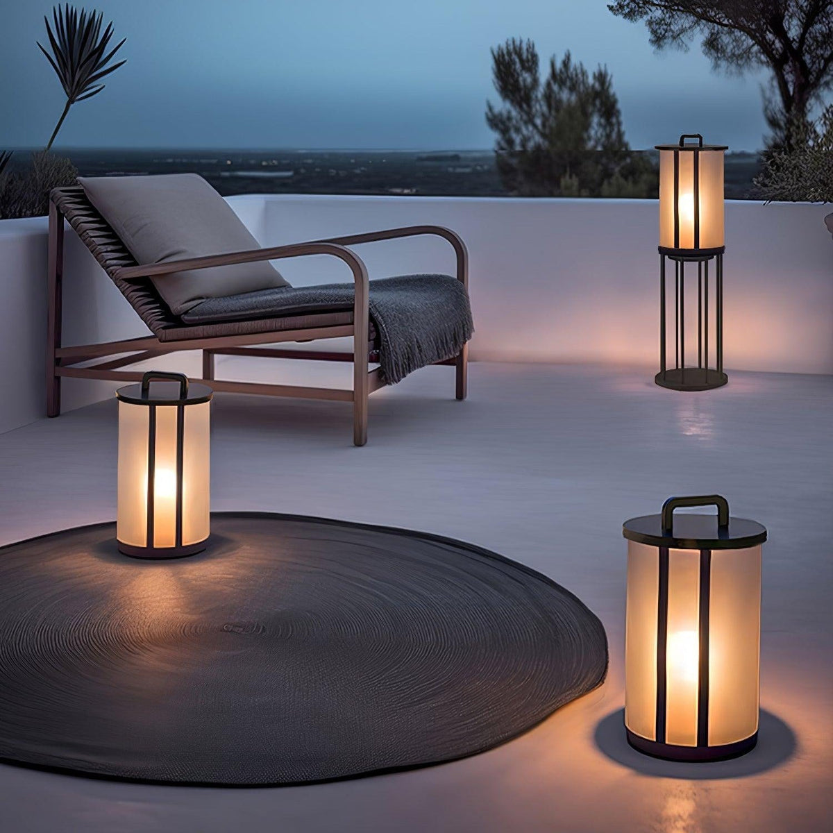 Elrinarae Round Pillar  Lantern Outdoor Lamp