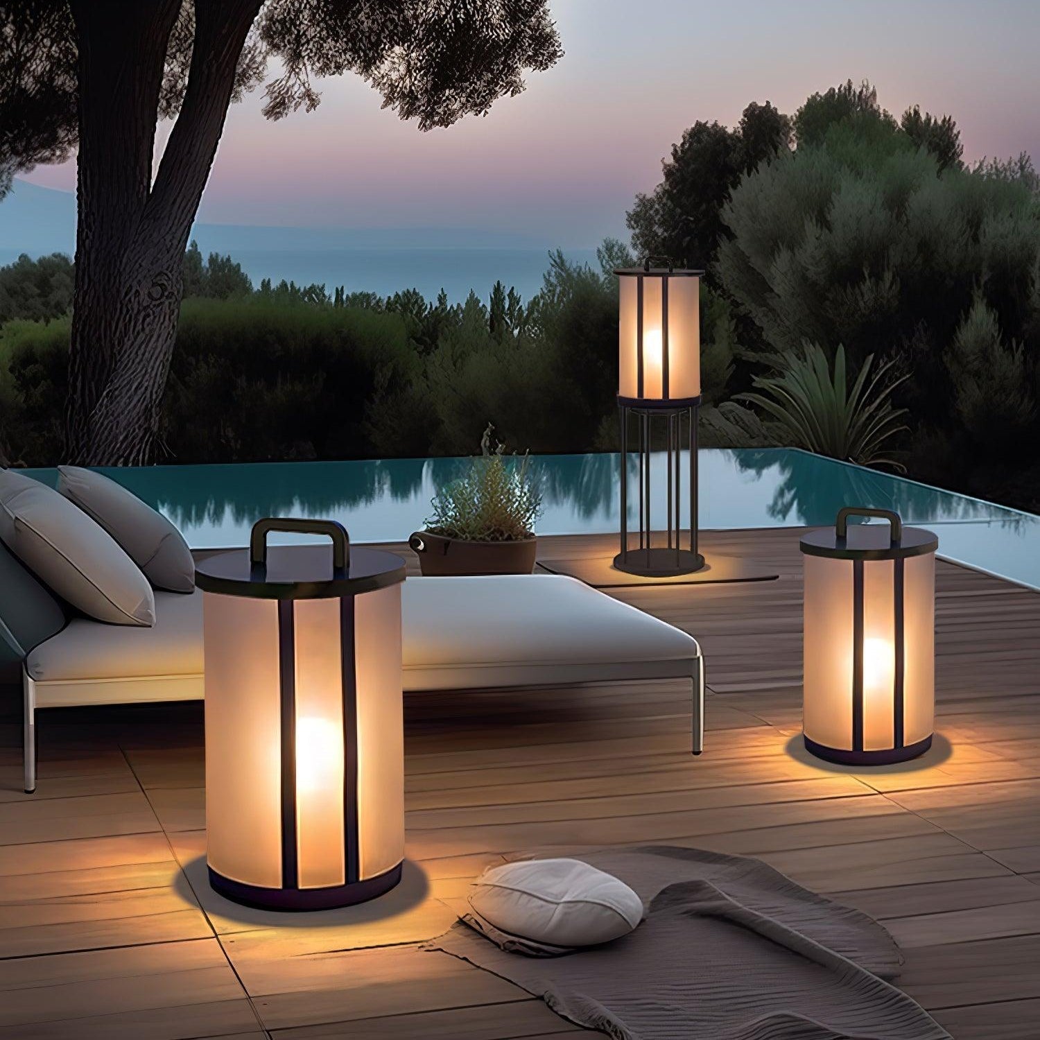 Elrinarae Round Pillar  Lantern Outdoor Lamp