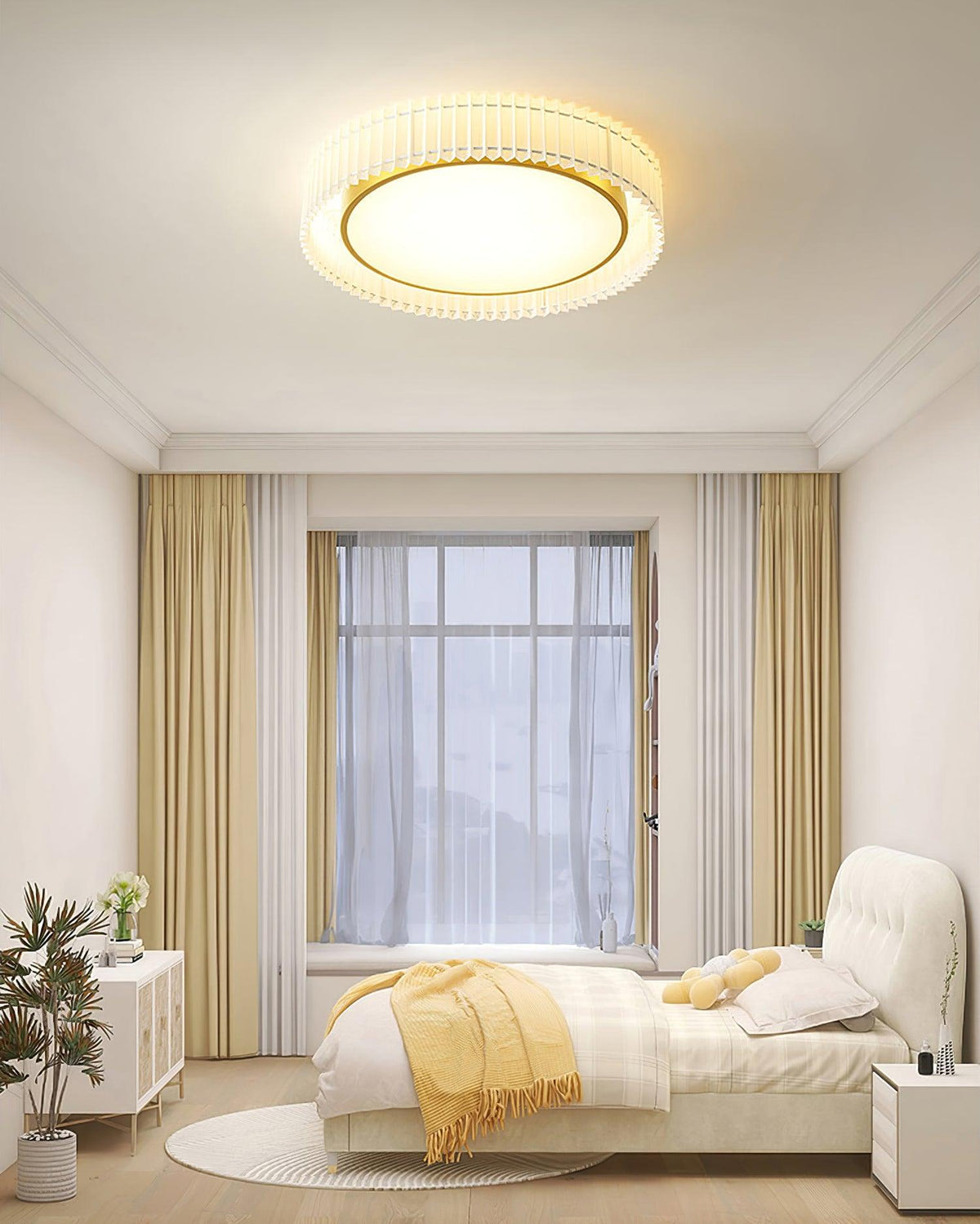 Corinila Round Pleated Fabric Ceiling Lamp