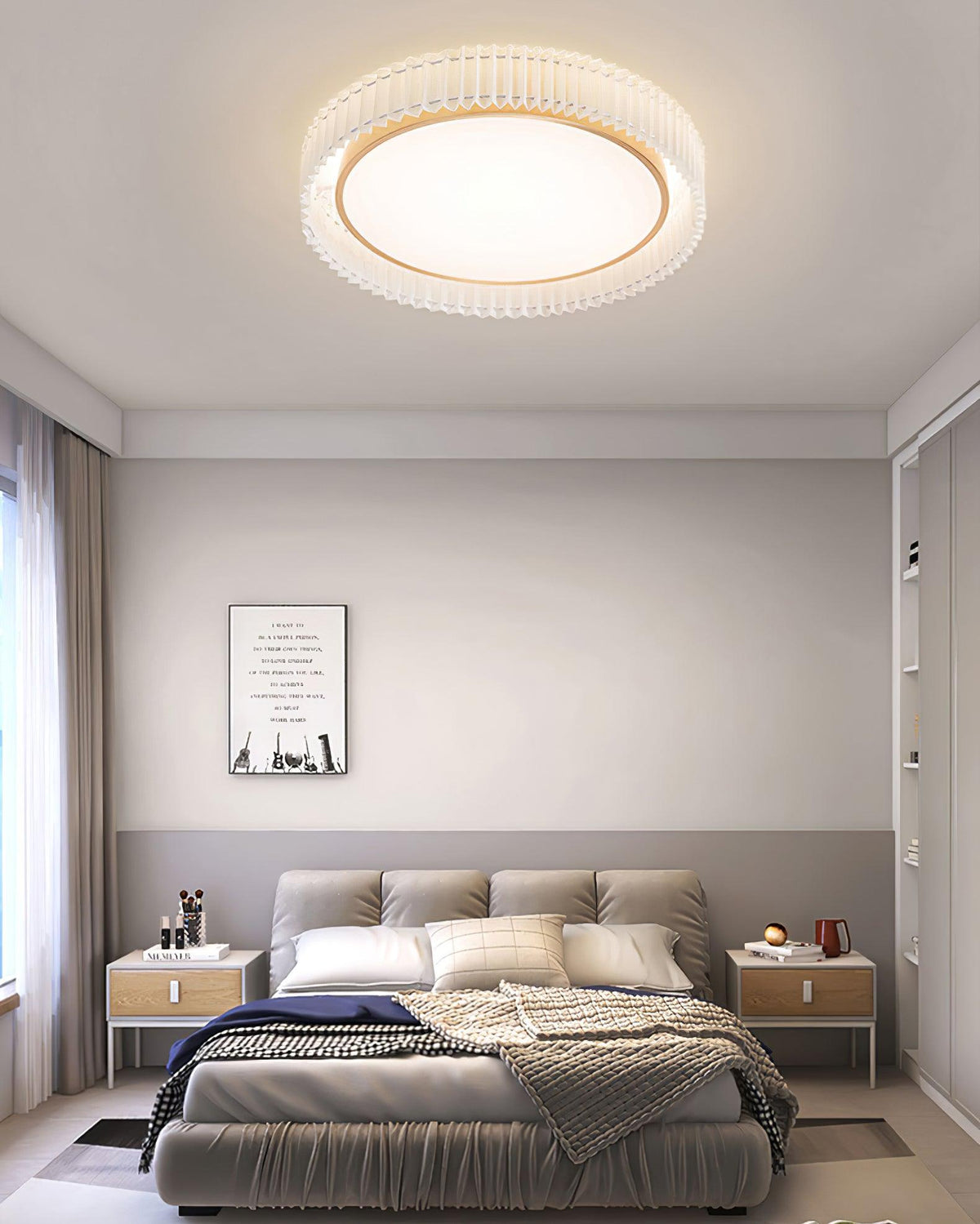 Corinila Round Pleated Fabric Ceiling Lamp