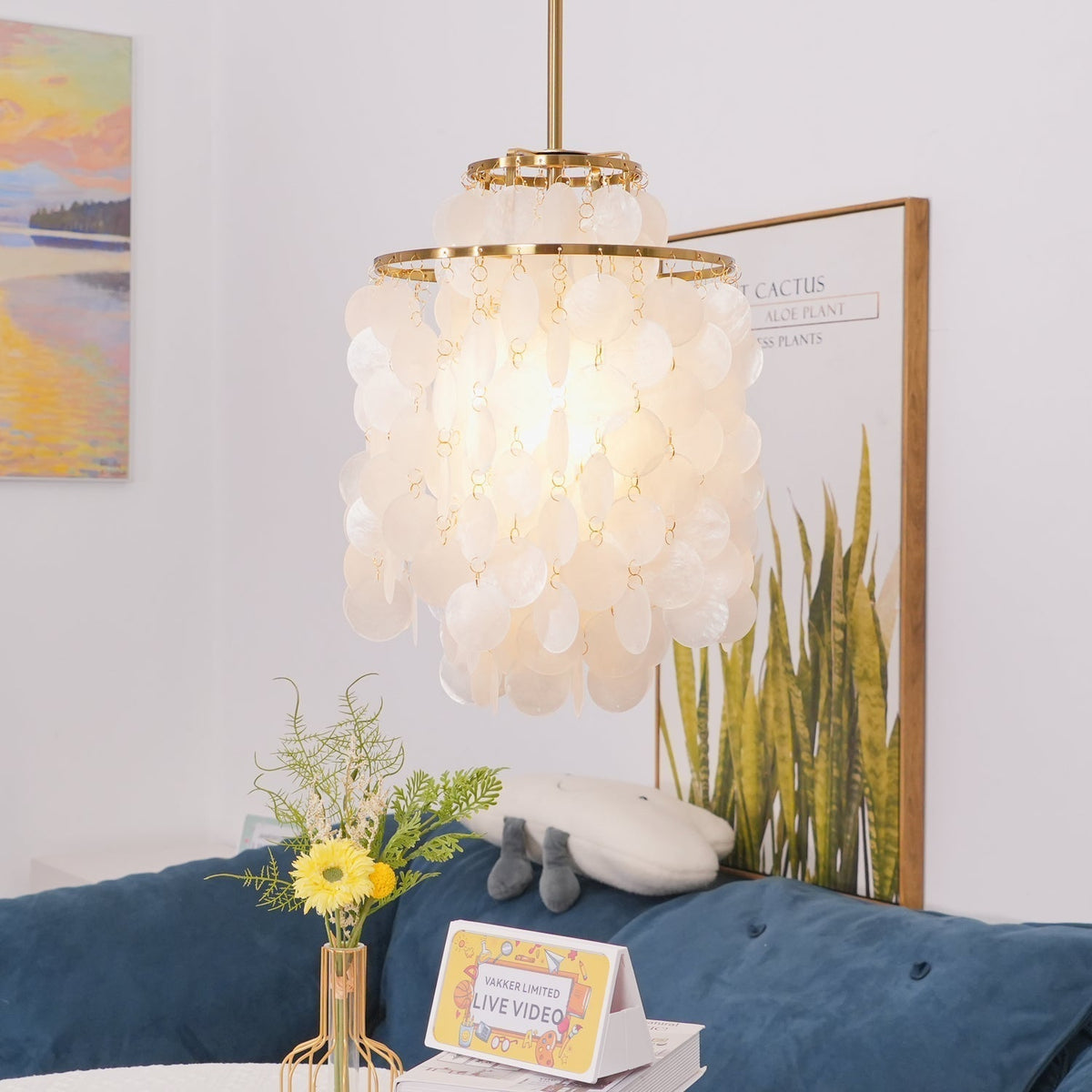 Rivena Pendant Lamp Round Shell Ring