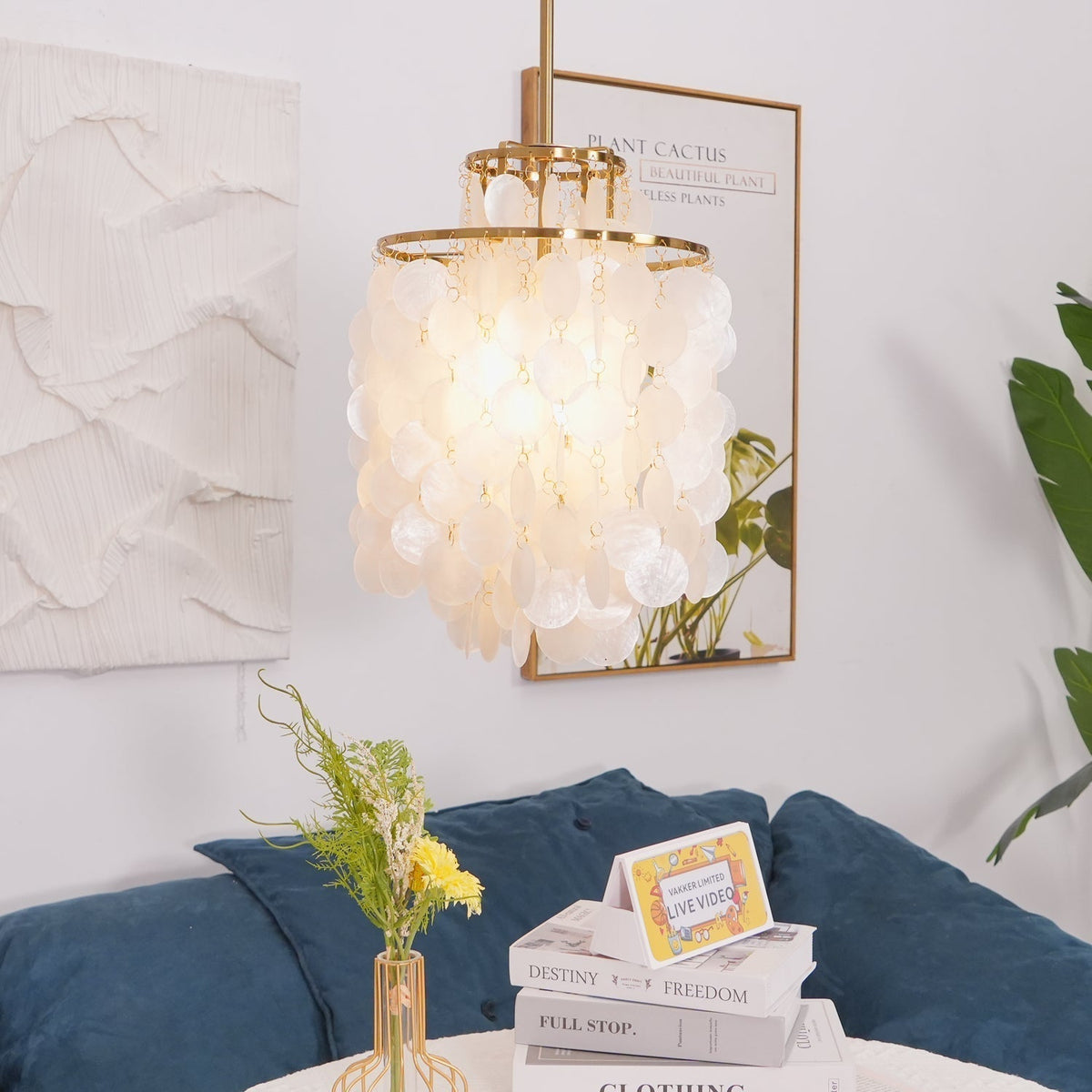 Rivena Pendant Lamp Round Shell Ring