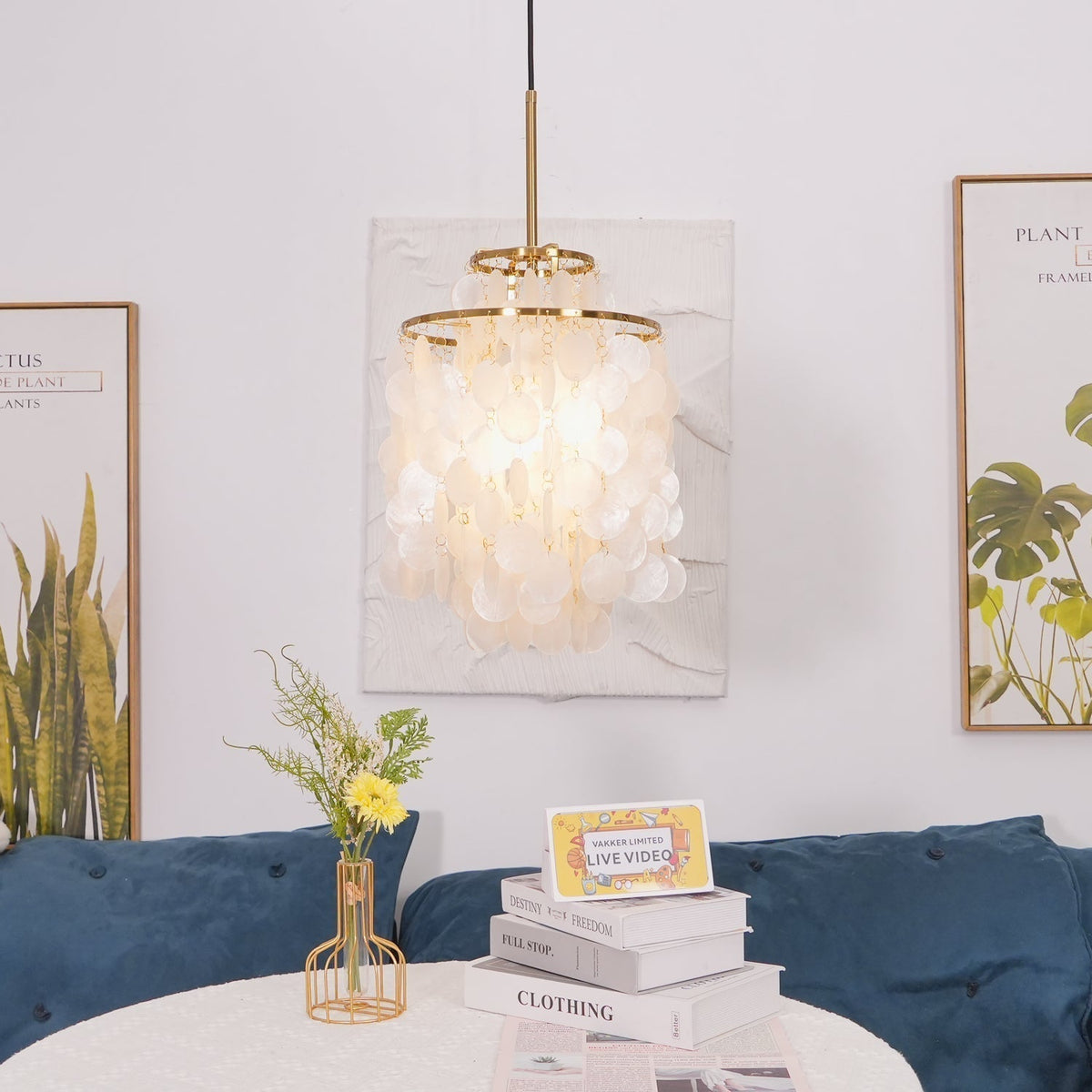 Rivena Pendant Lamp Round Shell Ring