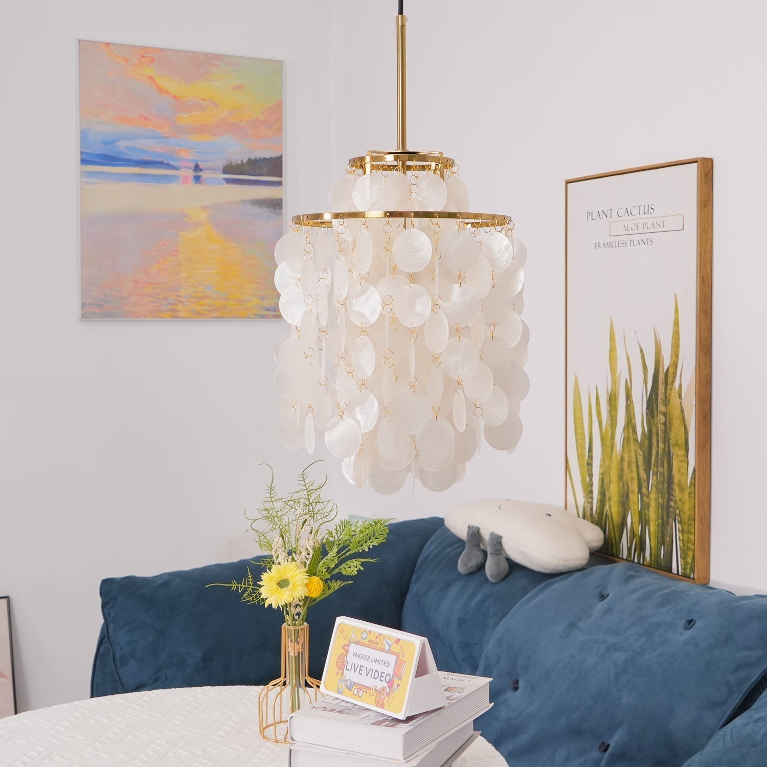 Rivena Pendant Lamp Round Shell Ring