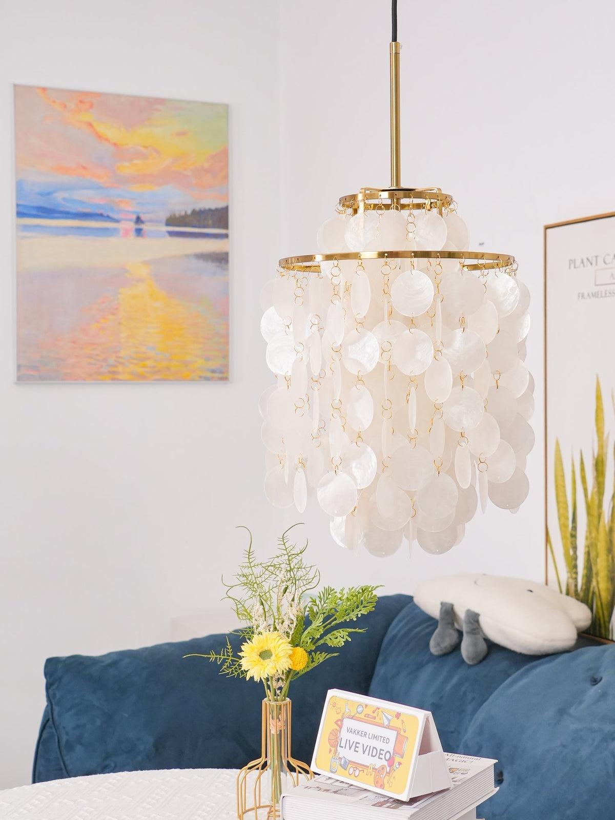 Rivena Pendant Lamp Round Shell Ring