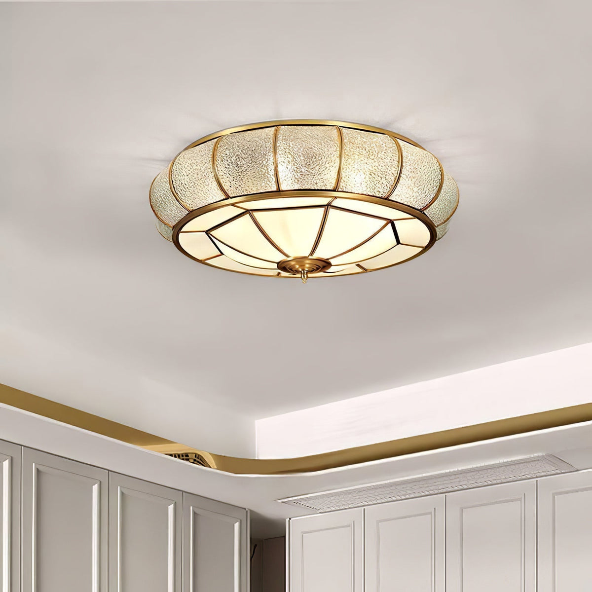Zothaus Traditional Round Textured Glass Ceiling Light