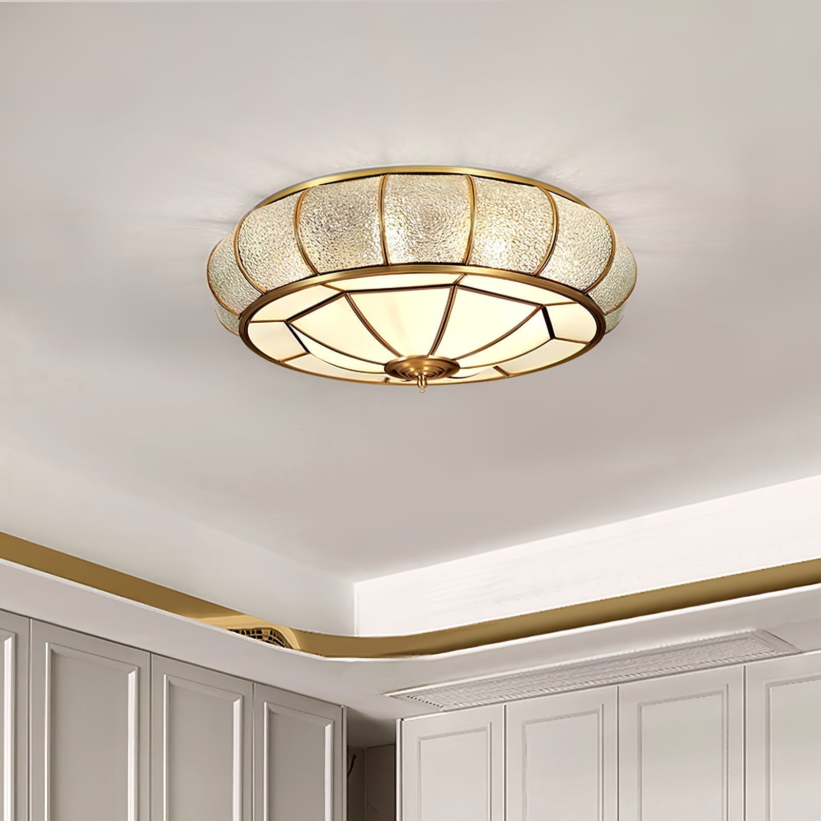 Zothaus Traditional Round Textured Glass Ceiling Light
