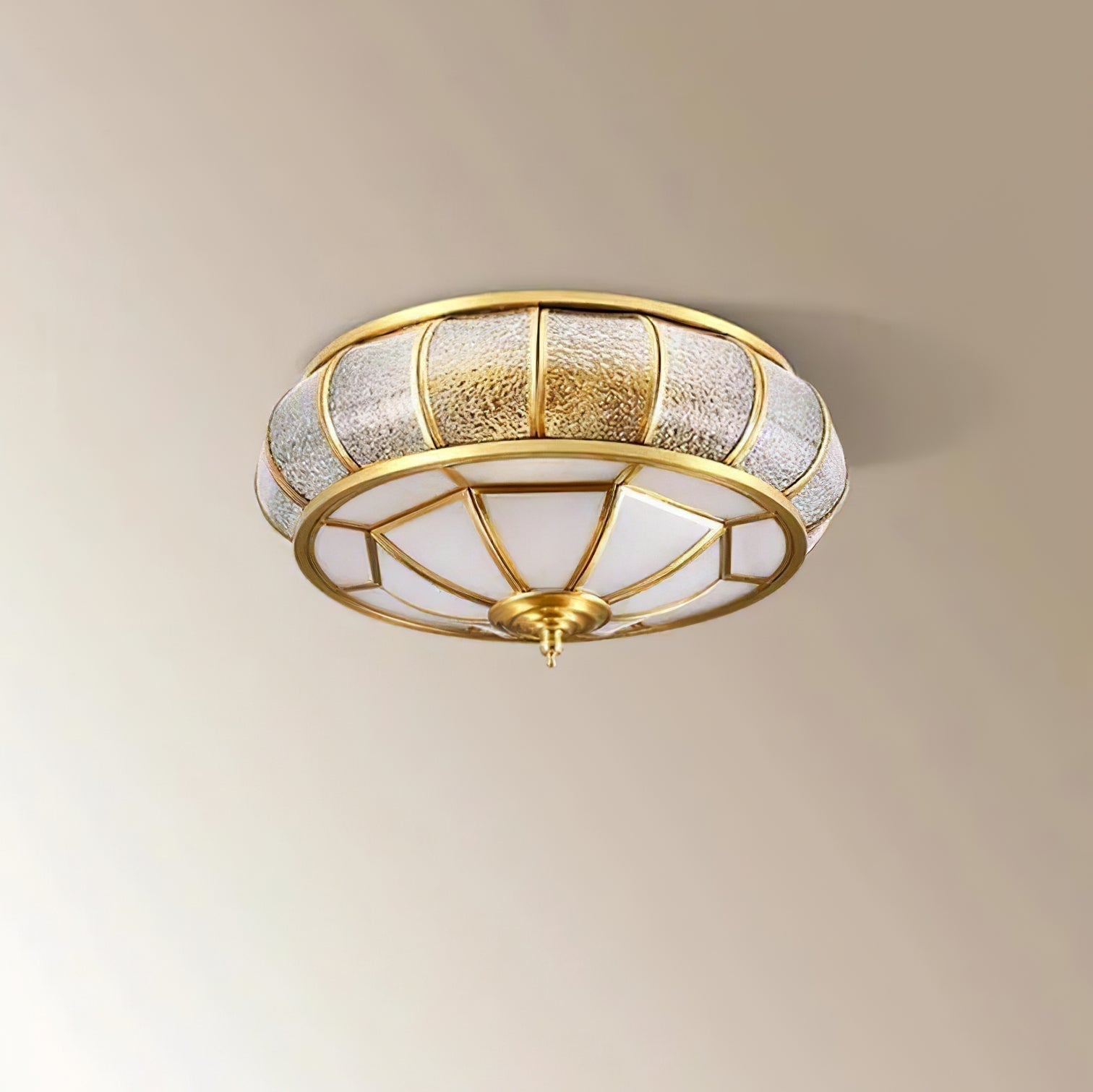 Zothaus Traditional Round Textured Glass Ceiling Light