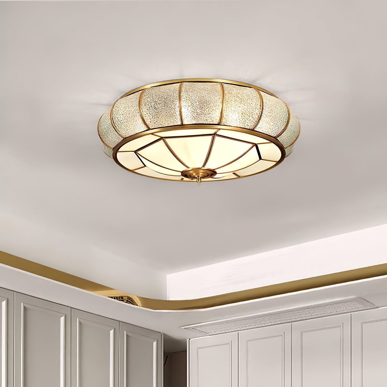 Zothaus Traditional Round Textured Glass Ceiling Light