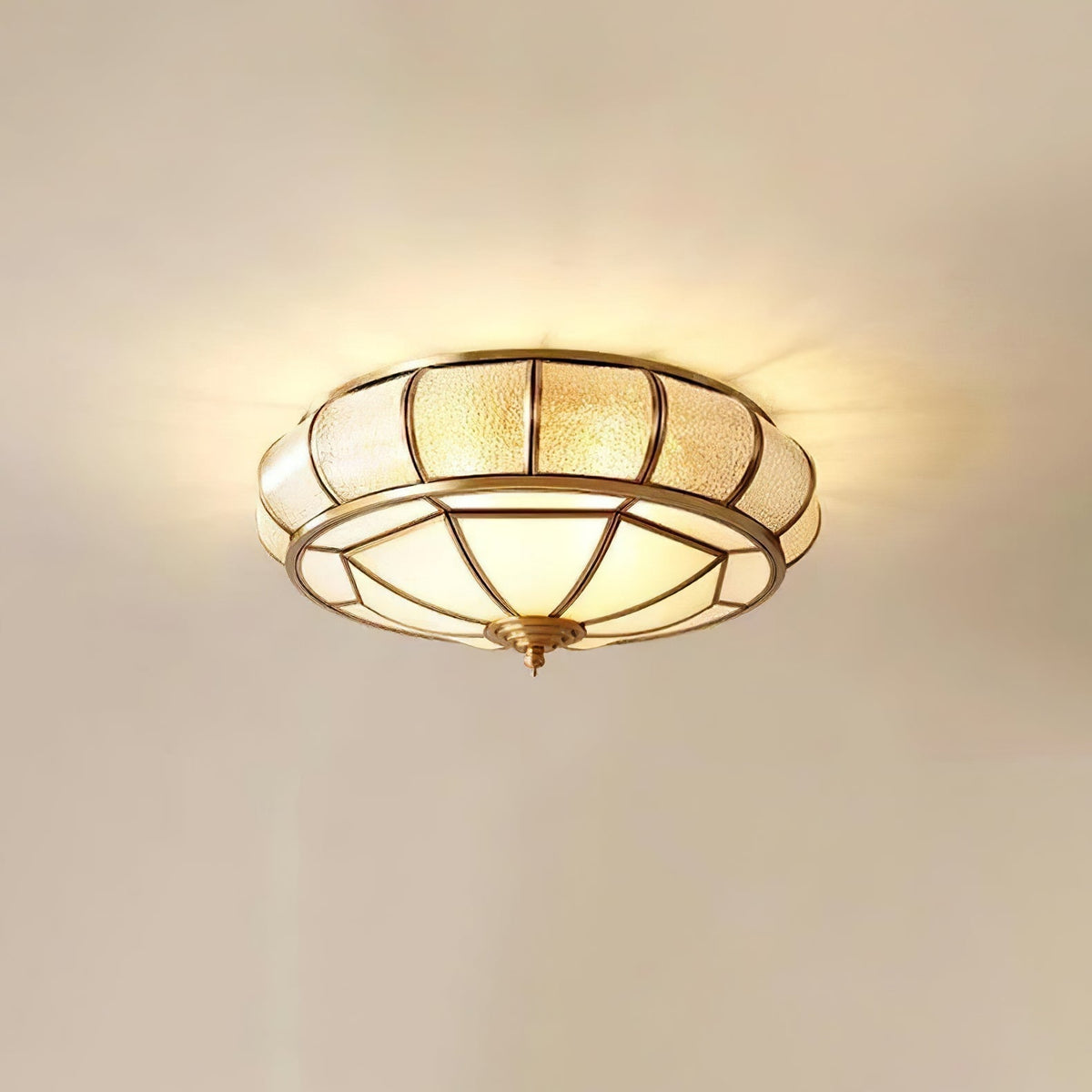 Zothaus Traditional Round Textured Glass Ceiling Light