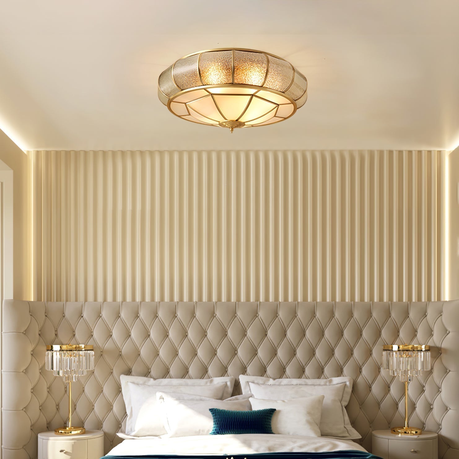 Zothaus Traditional Round Textured Glass Ceiling Light