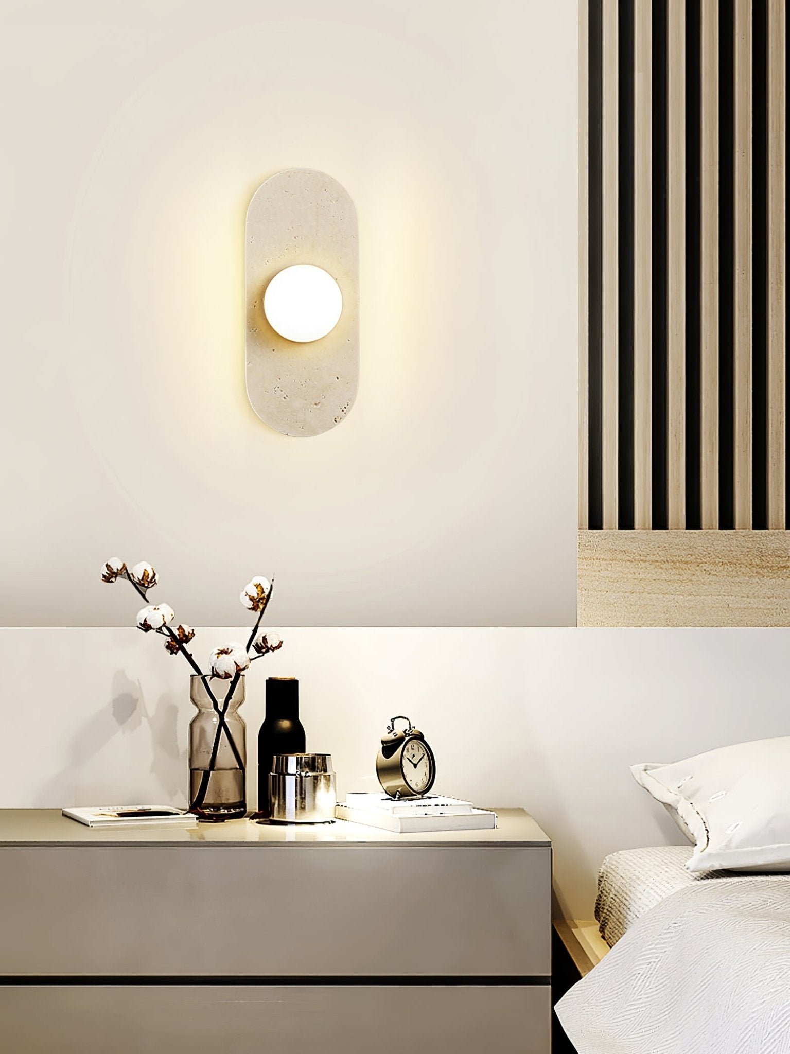 Zasoliel Minimalist Travertine Wall Light