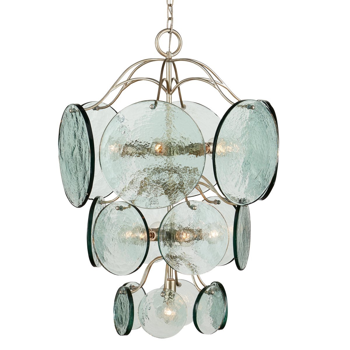 Celeora Chandelier Rovigo Recycled Glass Disc Modern Flowing