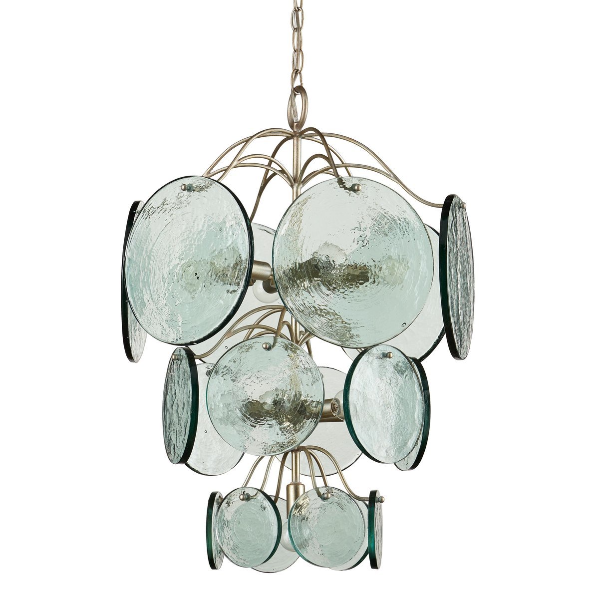 Celeora Chandelier Rovigo Recycled Glass Disc Modern Flowing