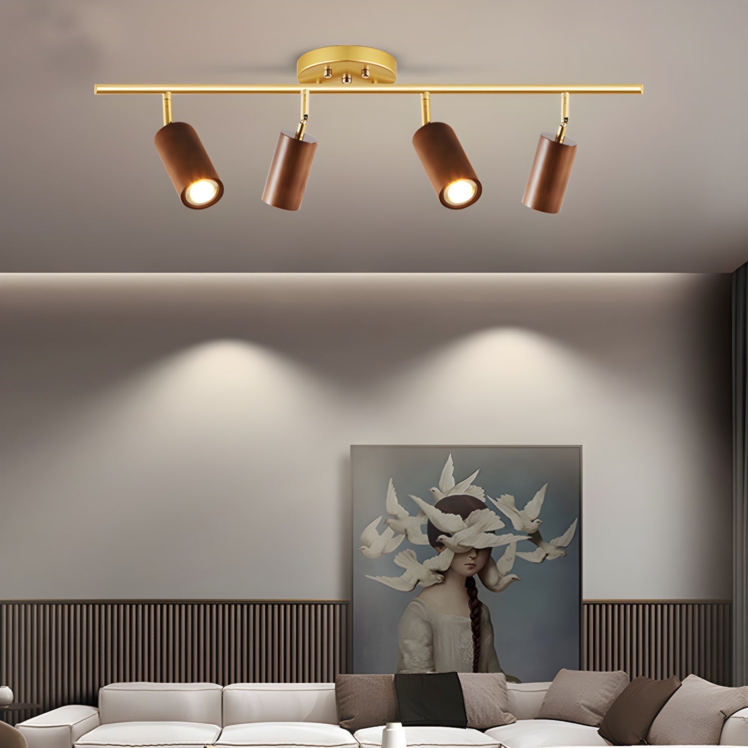 Caspwell Wood Flush Mount Ceiling Light