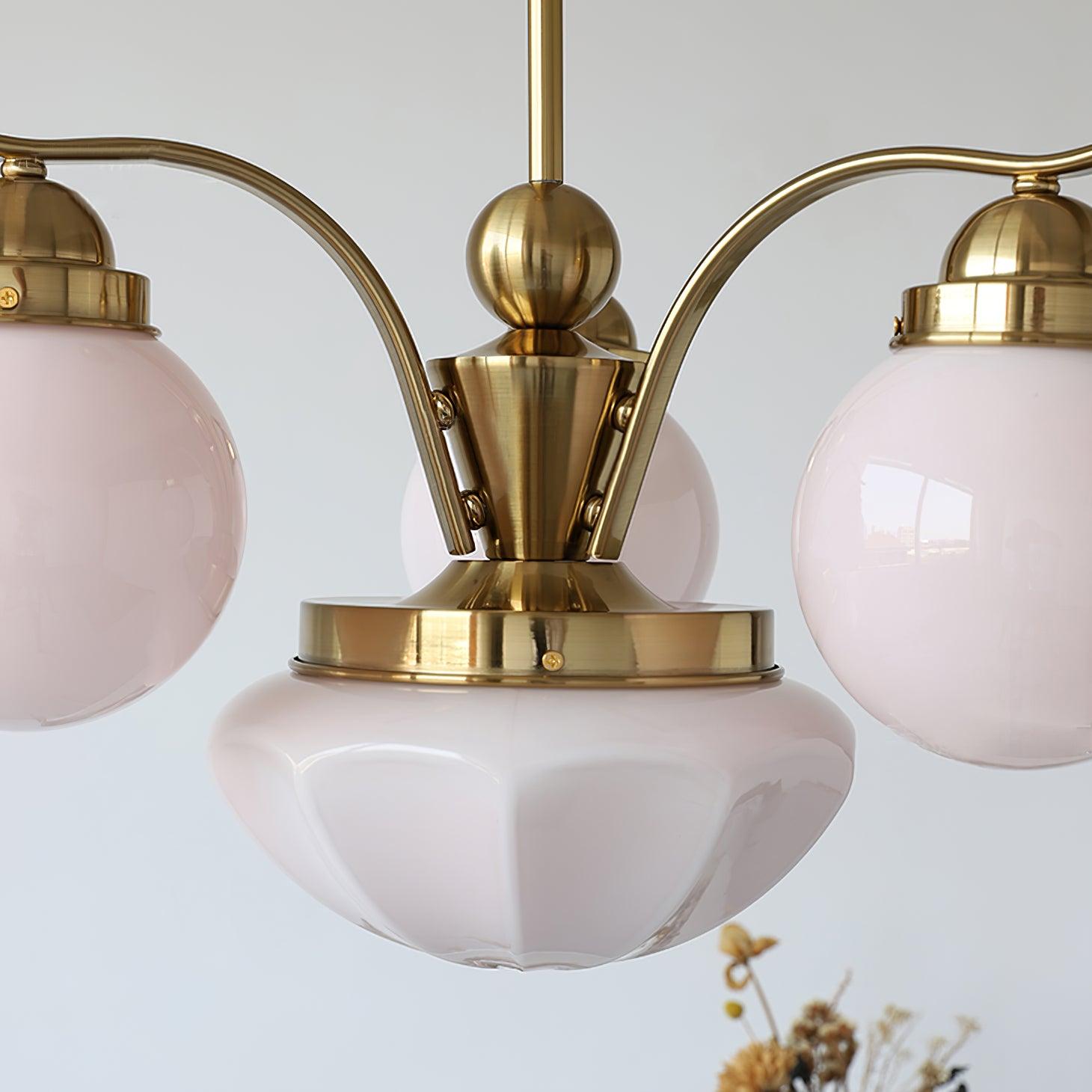 Lustra Chandelier Retro Chic Globe White Glass - Neutral Decor