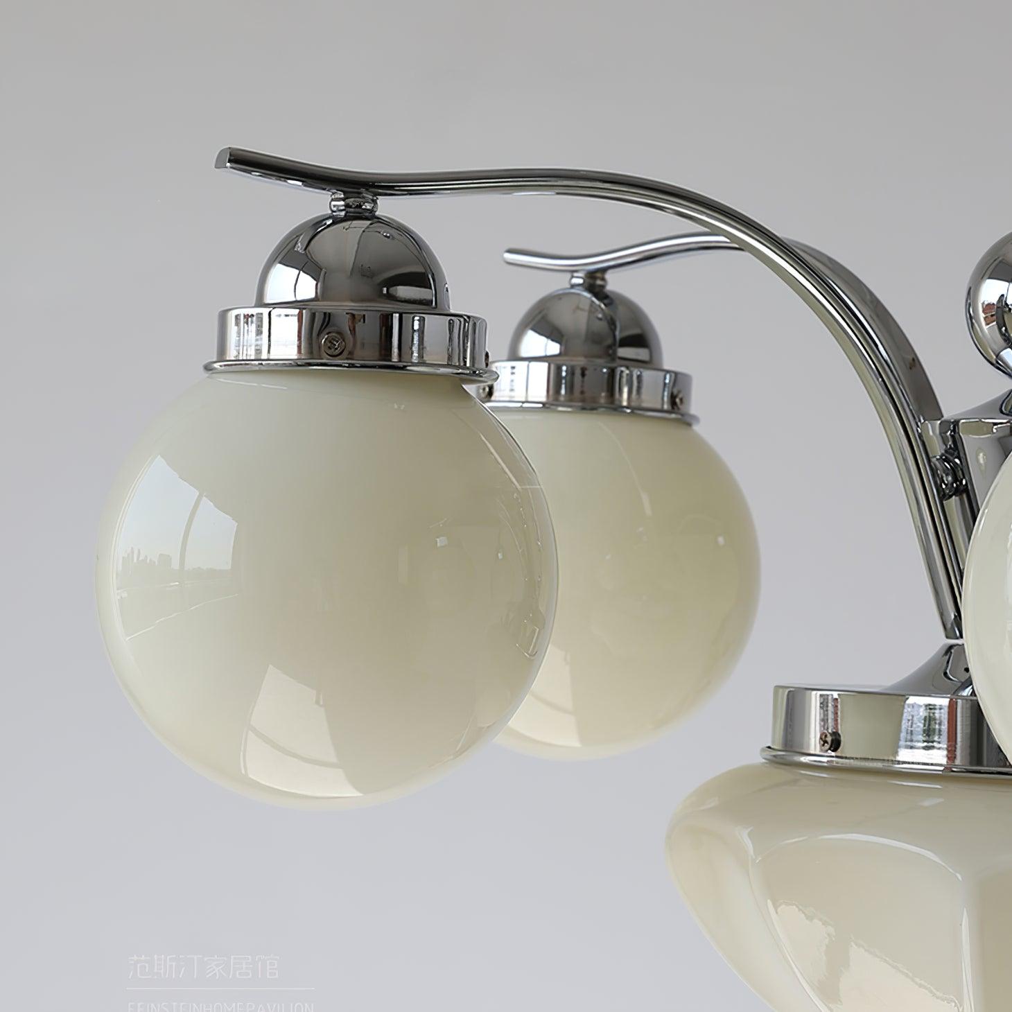 Lustra Chandelier Retro Chic Globe White Glass - Neutral Decor