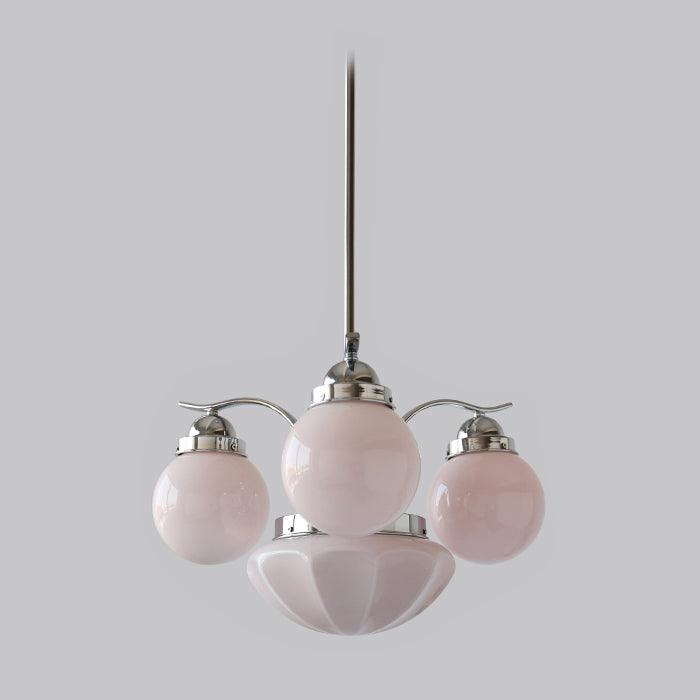 Lustra Chandelier Retro Chic Globe White Glass - Neutral Decor
