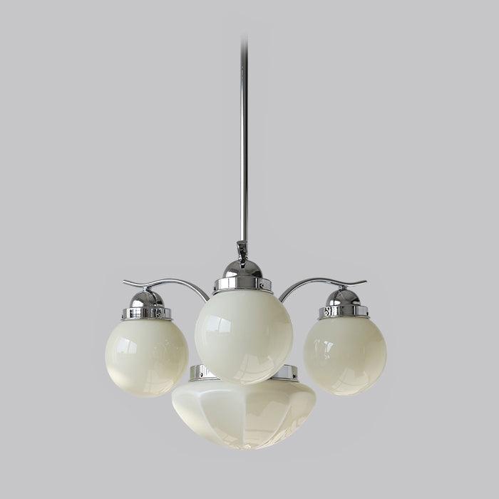 Lustra Chandelier Retro Chic Globe White Glass - Neutral Decor