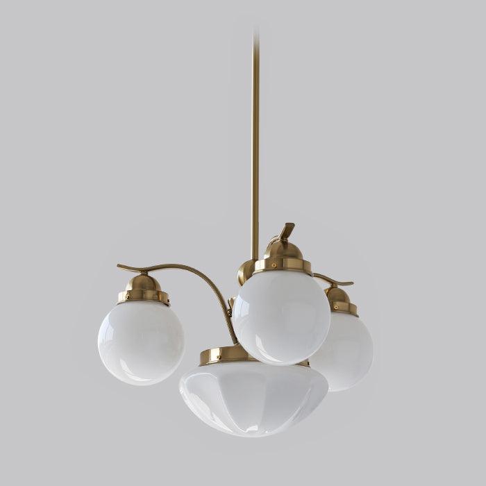 Lustra Chandelier Retro Chic Globe White Glass - Neutral Decor