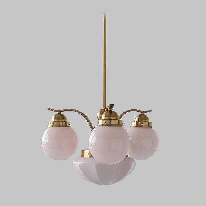 Lustra Chandelier Retro Chic Globe White Glass - Neutral Decor