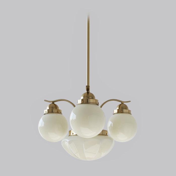 Lustra Chandelier Retro Chic Globe White Glass - Neutral Decor