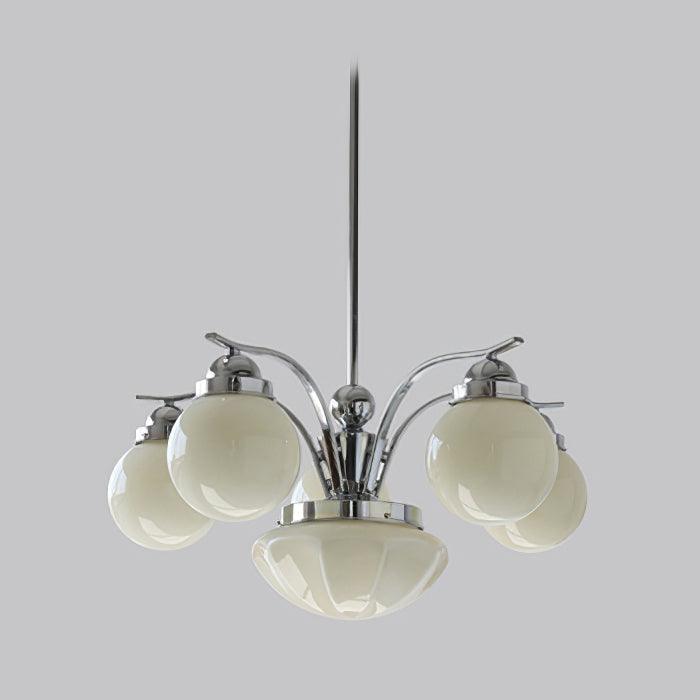 Lustra Chandelier Retro Chic Globe White Glass - Neutral Decor