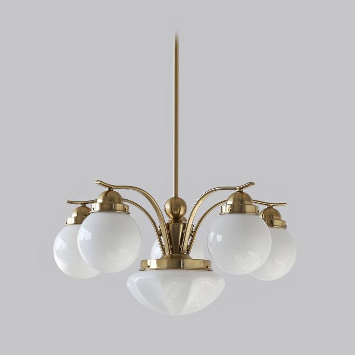 Lustra Chandelier Retro Chic Globe White Glass - Neutral Decor