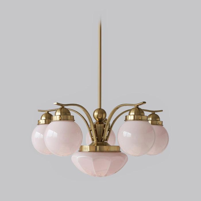 Lustra Chandelier Retro Chic Globe White Glass - Neutral Decor