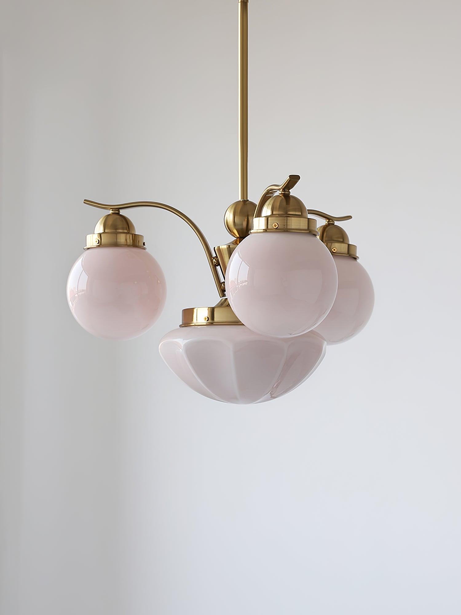 Lustra Chandelier Retro Chic Globe White Glass - Neutral Decor