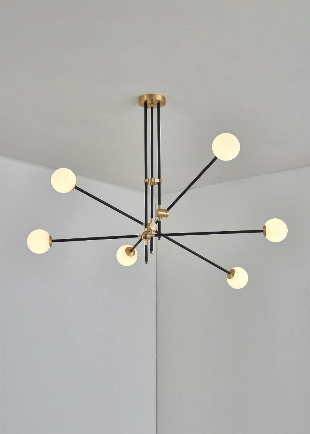 Celirissa Chandelier SI Brass Glass Globe