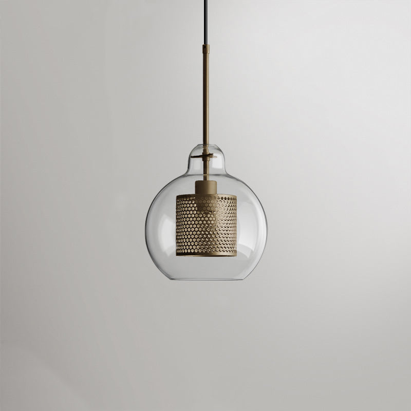 Arisha Golden Pendant Light, /Glass, Globe/Cylindric - Neutral Decor