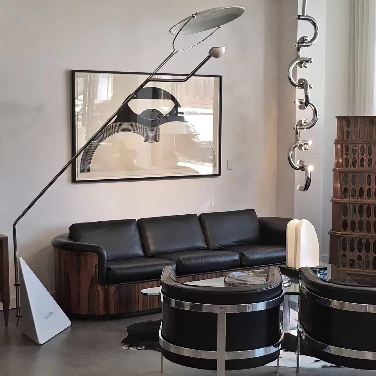 Olvenel Sculptural Chrome Marble Floor Lamp