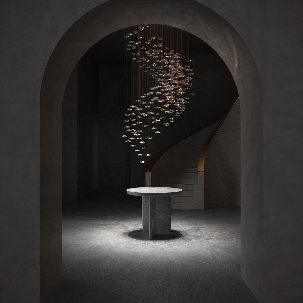 Nephele Crystal Leaf Chandelier