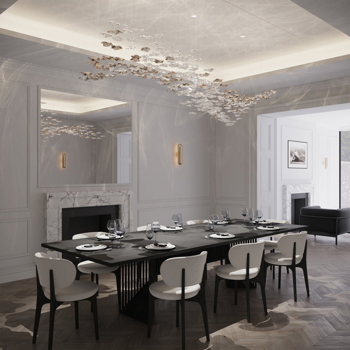 Nephele Crystal Leaf Chandelier