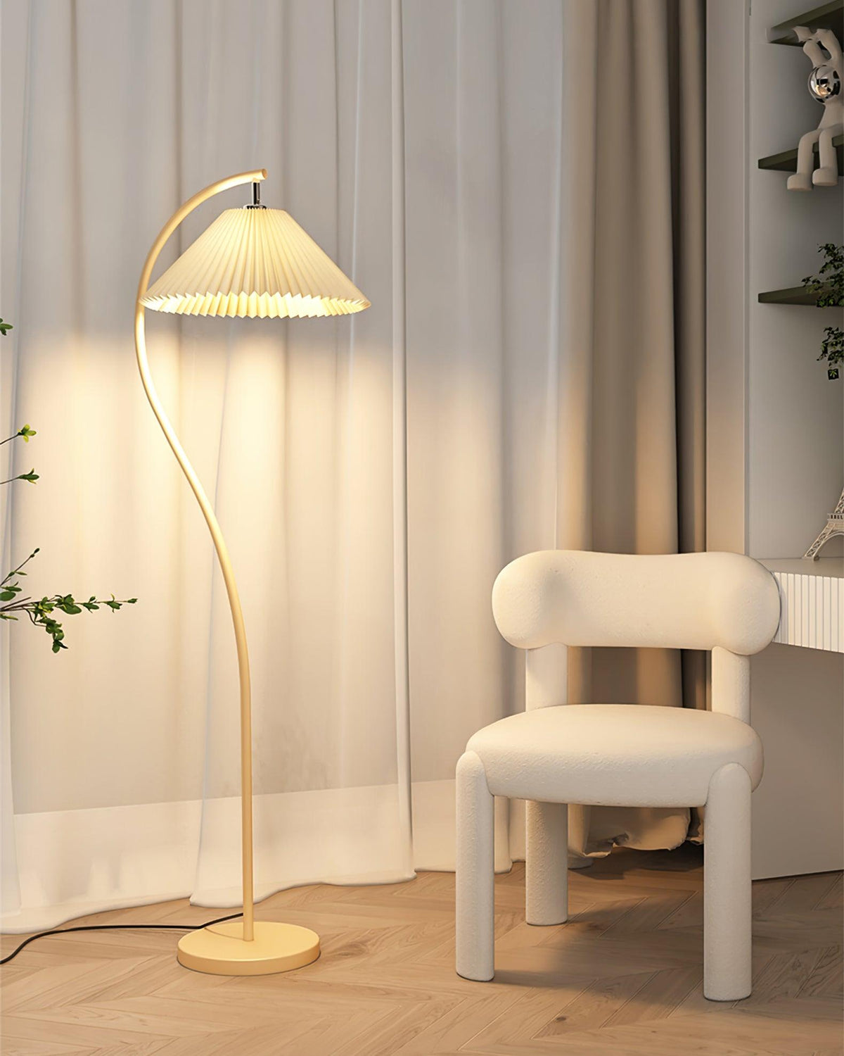 Mytalil Modern Curved Fabric Floor Lamp