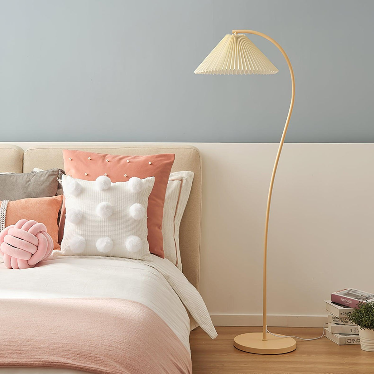 Mytalil Modern Curved Fabric Floor Lamp