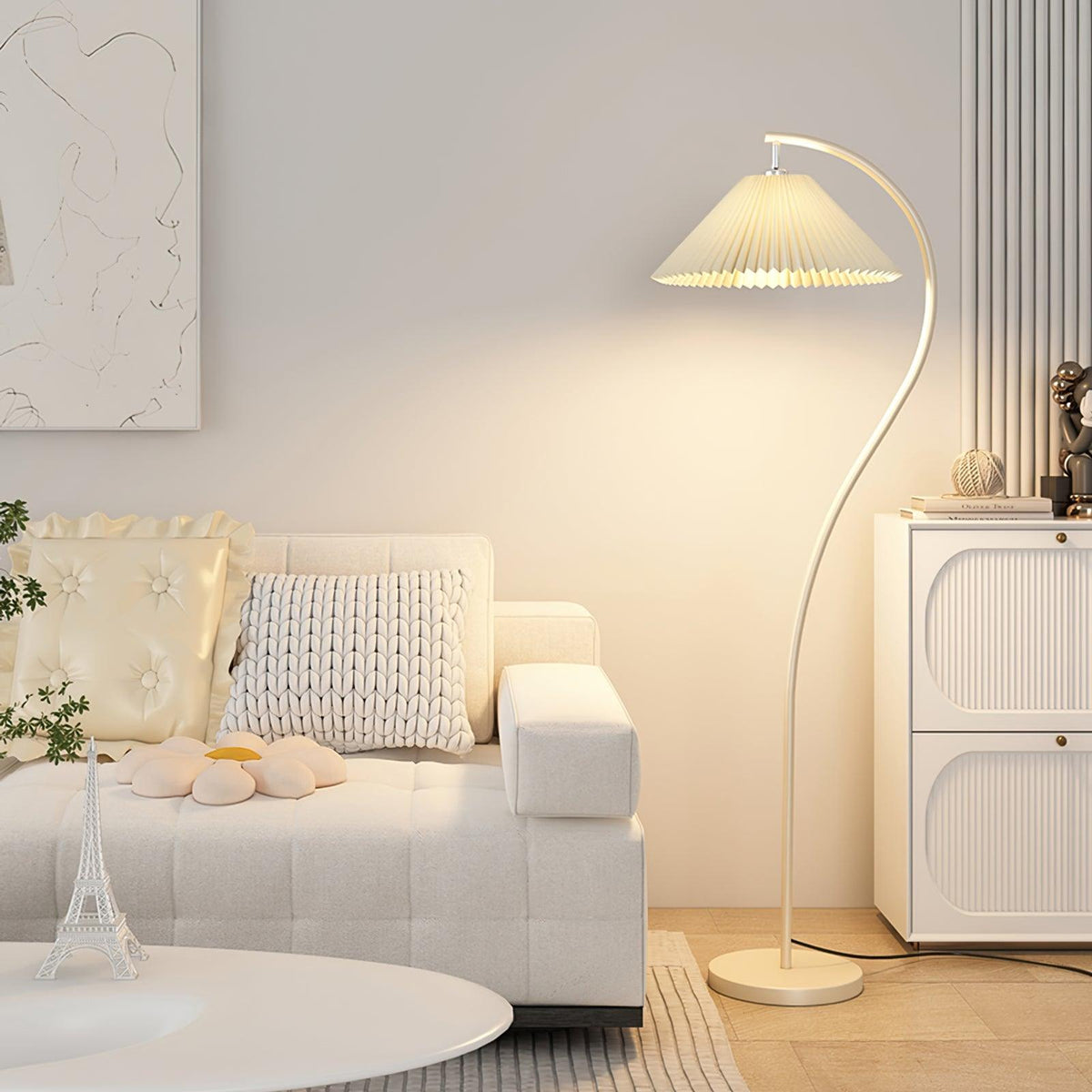 Mytalil Modern Curved Fabric Floor Lamp