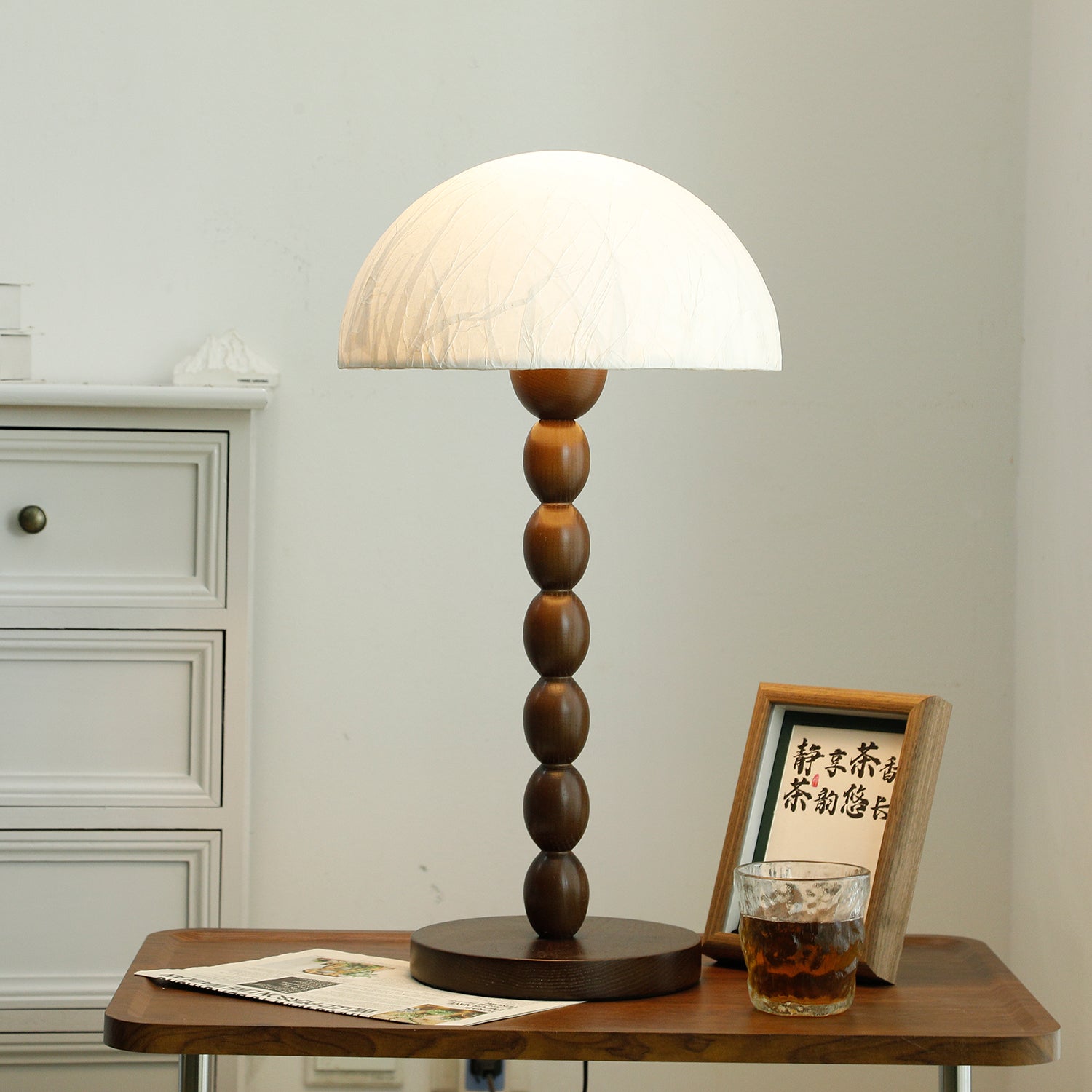 Veloin Paper Wood Table Lamp