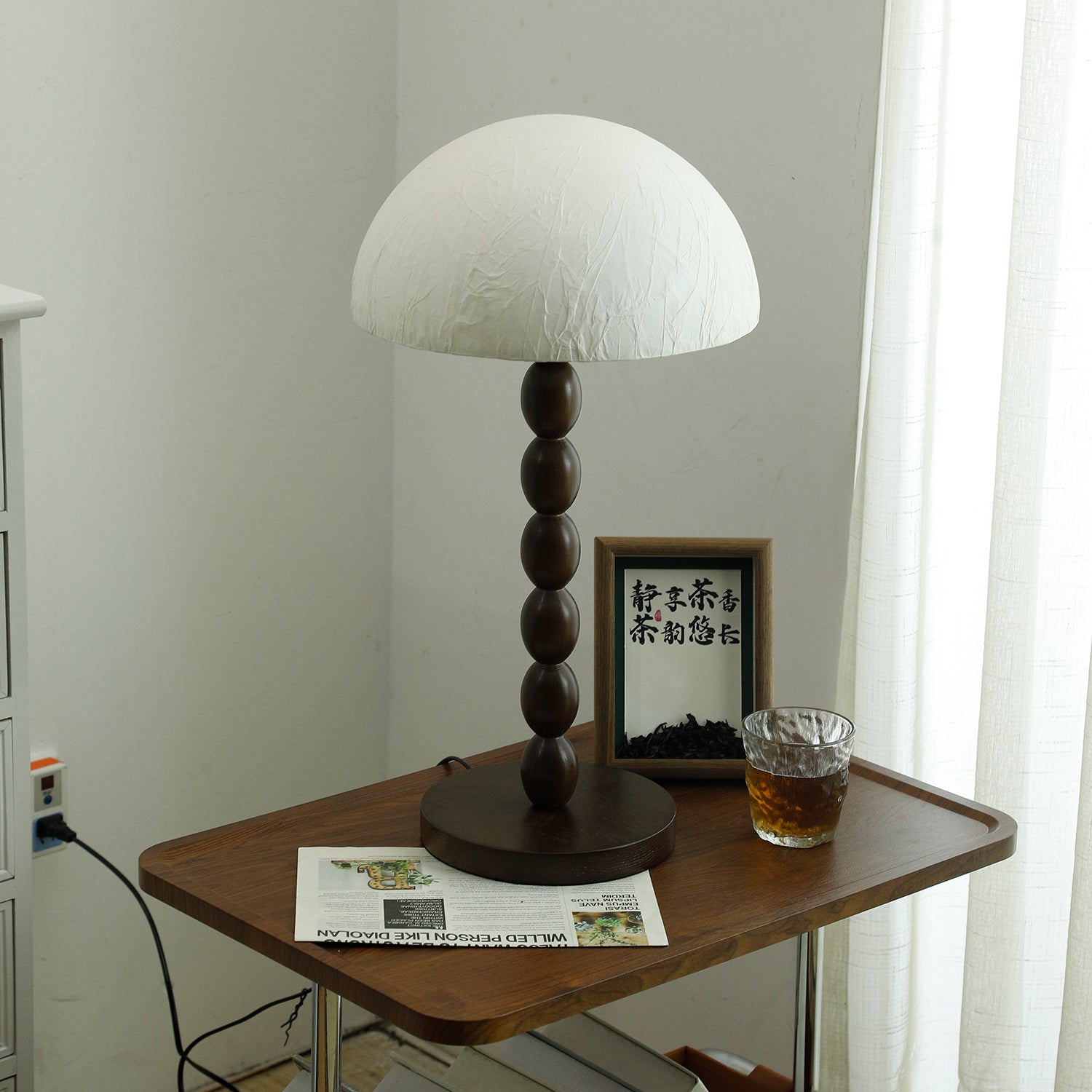 Veloin Paper Wood Table Lamp