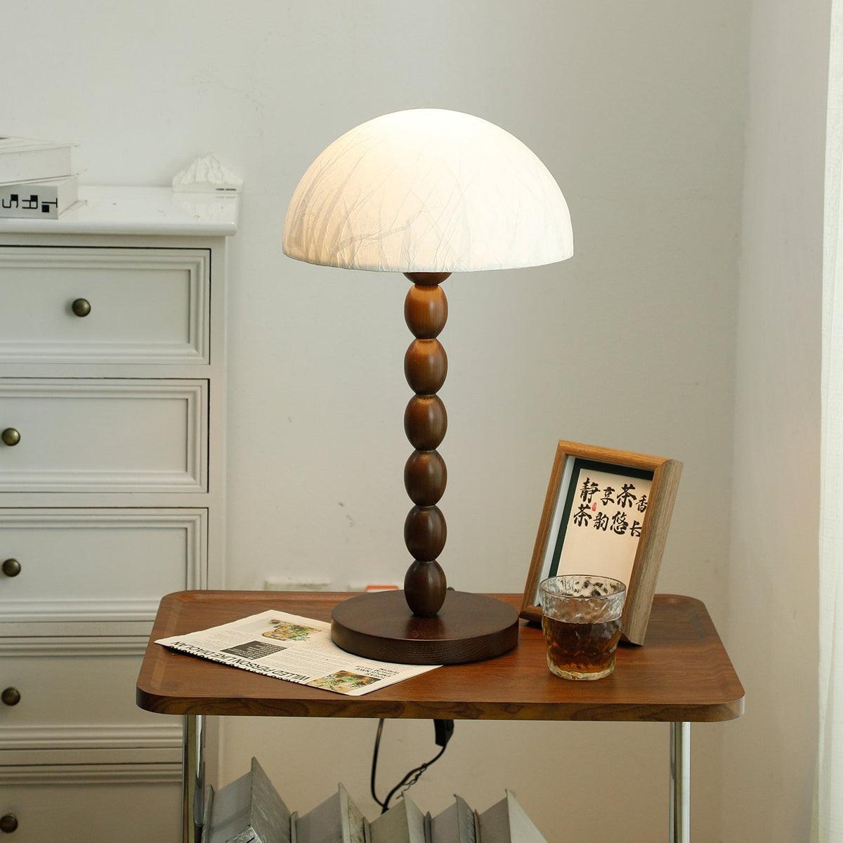Veloin Paper Wood Table Lamp