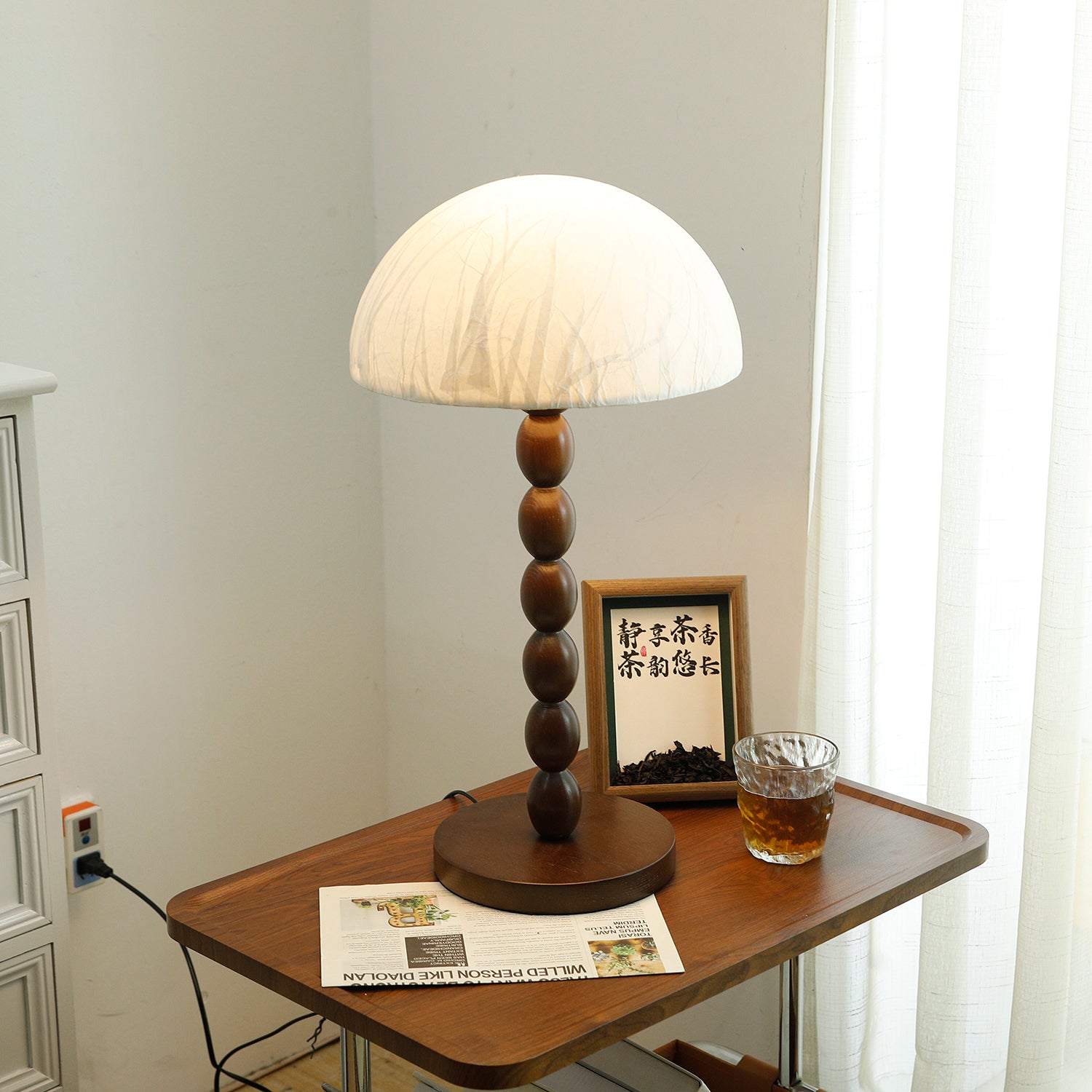Veloin Paper Wood Table Lamp