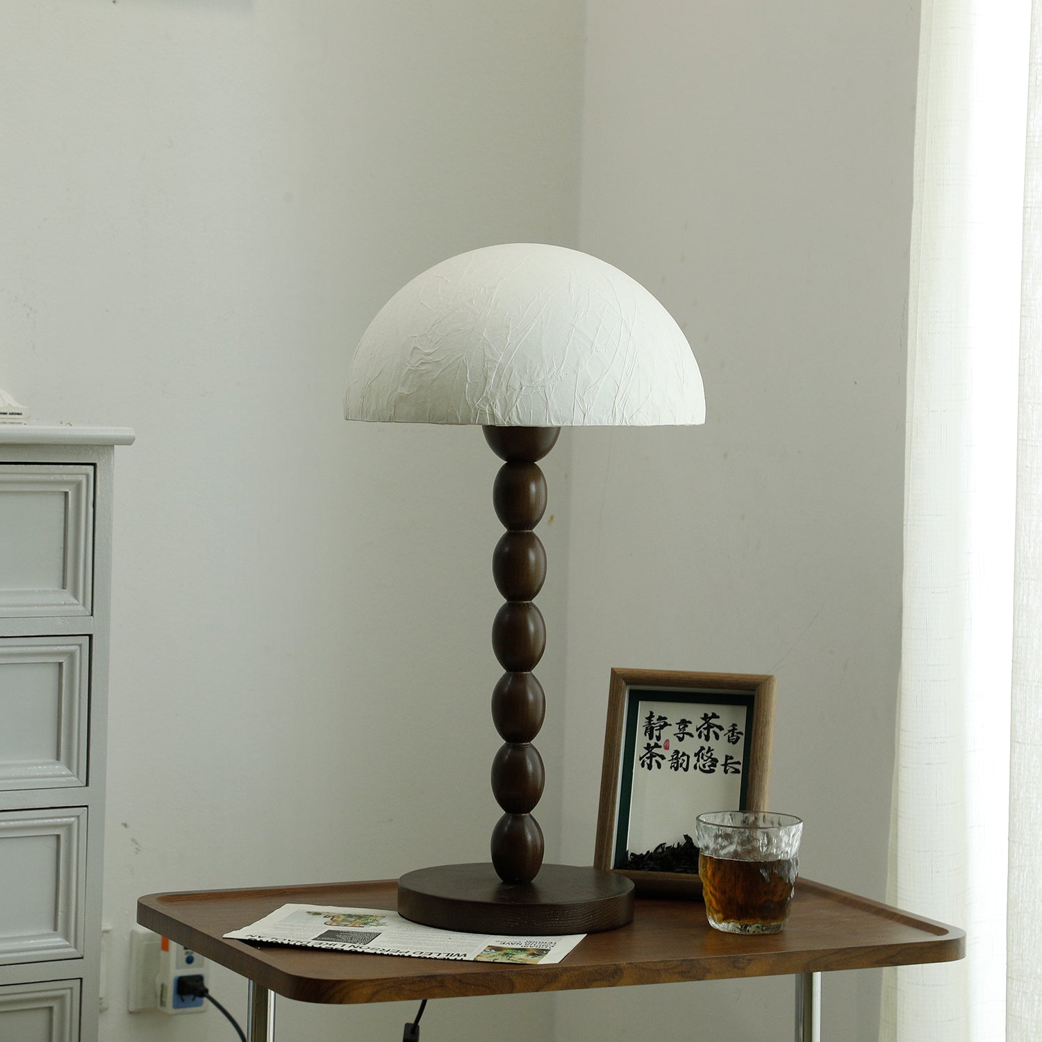 Veloin Paper Wood Table Lamp