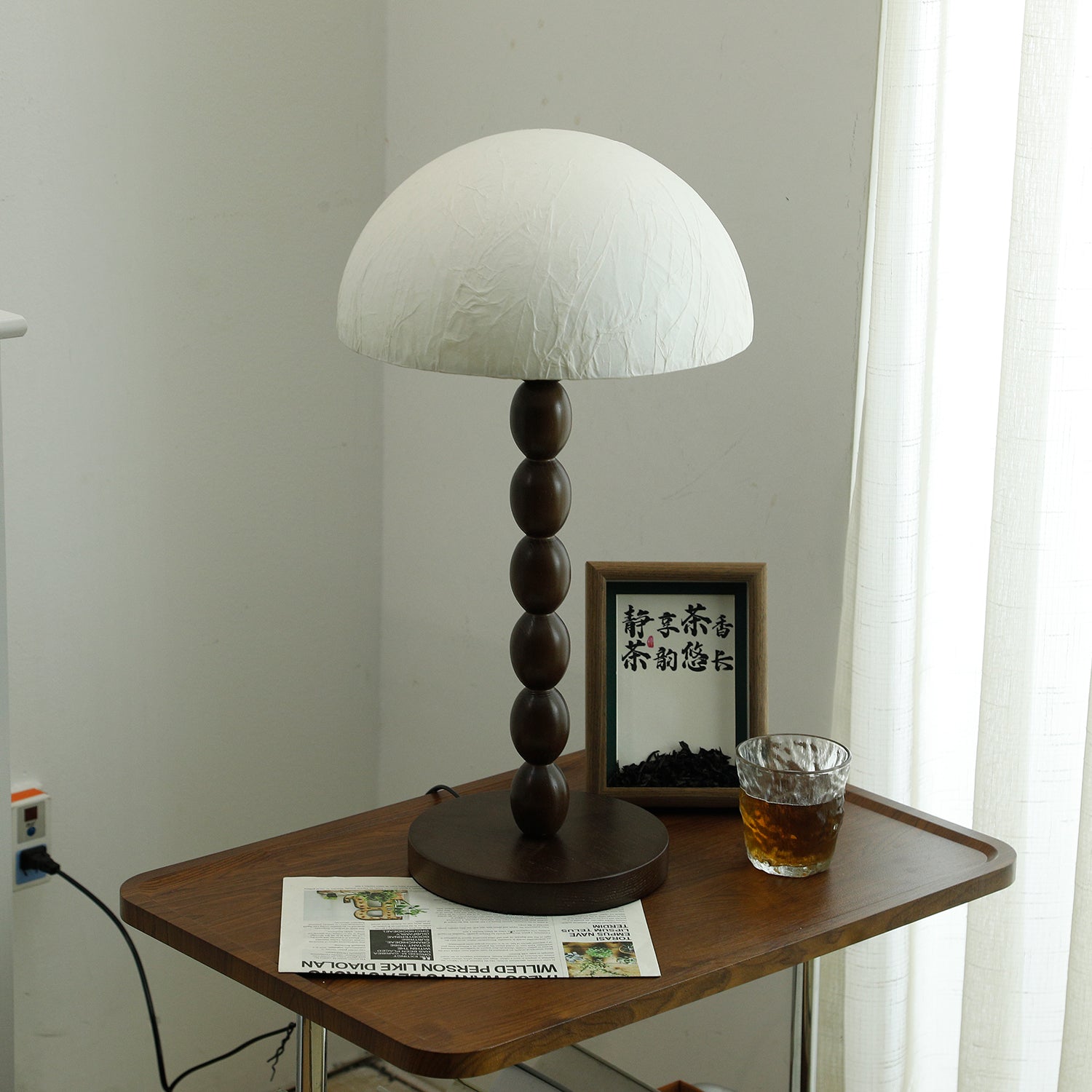 Veloin Paper Wood Table Lamp